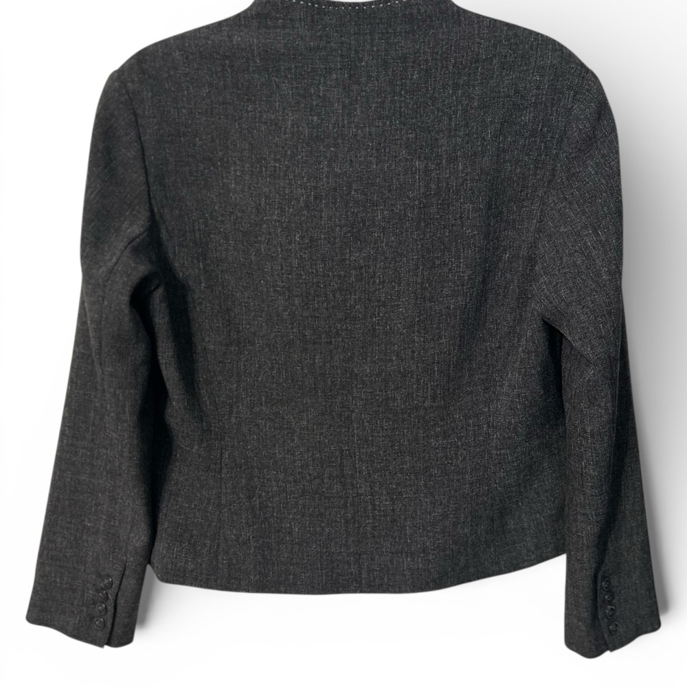 Coldwater Creek Petite Charcoal Gray Blazer 4-Button Stitch Detailing EUC - Picture 3 of 7